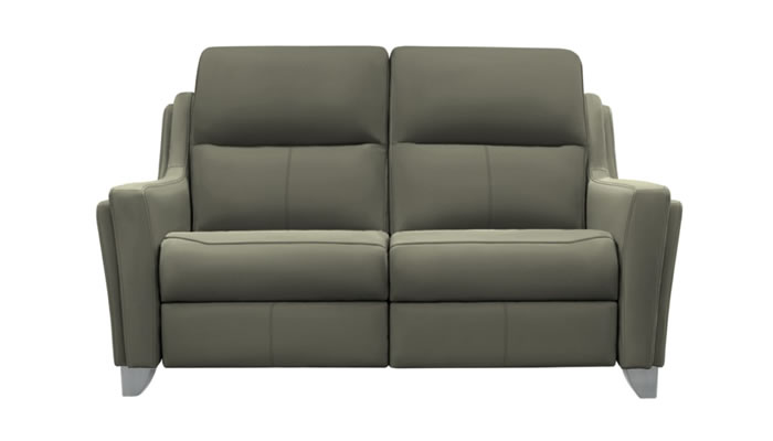 Parker Knoll Portland Two Seat Sofa in Madri Olive Leather Brushed Steel Leg